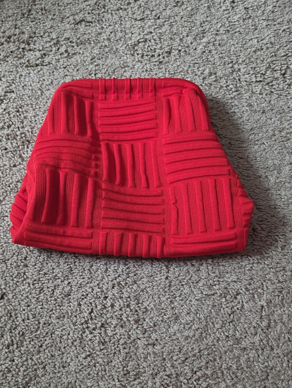 Textured Red Knit Clutch Wristlet